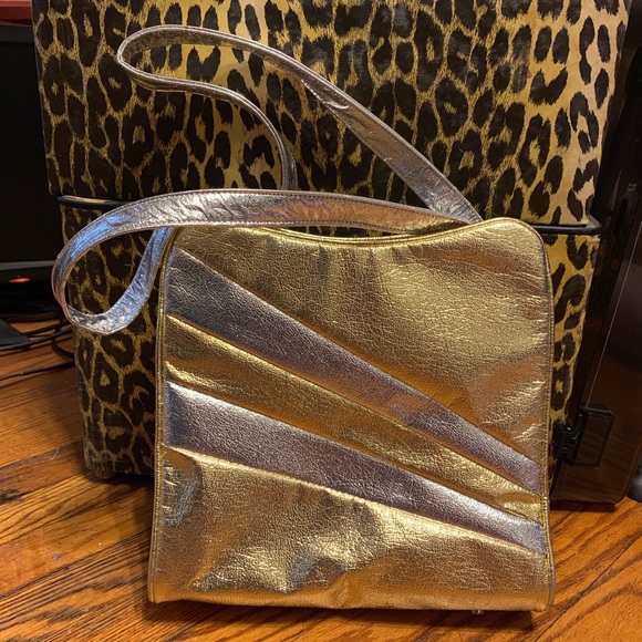 Handbags - Killer vintage 60’s gold and silver bag purse lamé